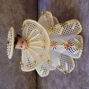 Vintage Christmas Angel Tree Topper Handmade Craft Embellished